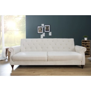 Canapé droit convertible MILES blanc mis en situation