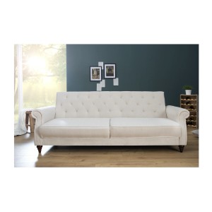 Canapé droit convertible MILES blanc mis en situation