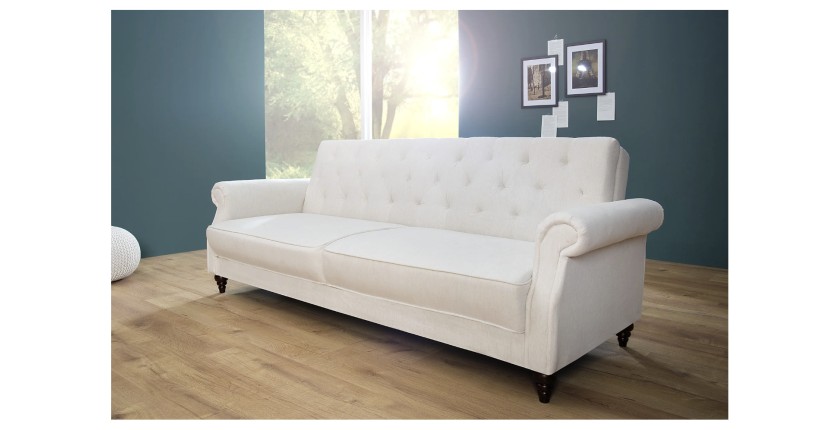 Canapé droit convertible MILES blanc vu de côté