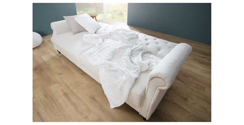 Canapé droit convertible MILES blanc en mode lit