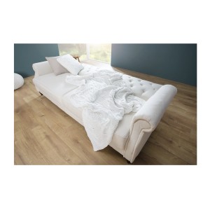 Canapé droit convertible MILES blanc en mode lit