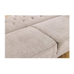 Zoom sur la structure du canapé convertible droit en tissu bouclette beige de la collection MILES