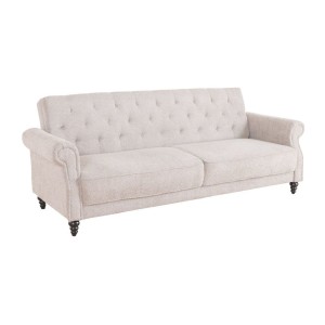 Canapé convertible droit en tissu bouclette beige de la collection MILES