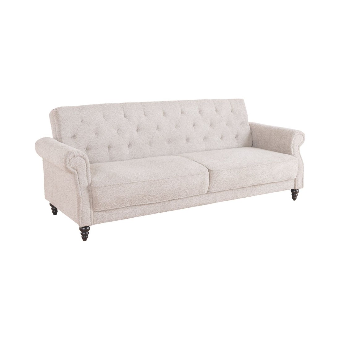 Canapé convertible droit en tissu bouclette beige de la collection MILES