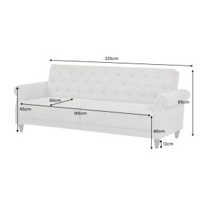 Dimensions du canapé convertible droit en tissu bouclette beige de la collection MILES