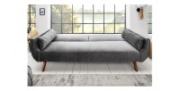 Canapé droit convertible DANNA gris en mode lit
