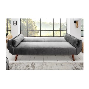 Canapé droit convertible DANNA gris en mode lit