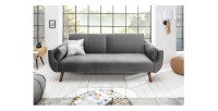 Canapé droit convertible DANNA gris mis en situation