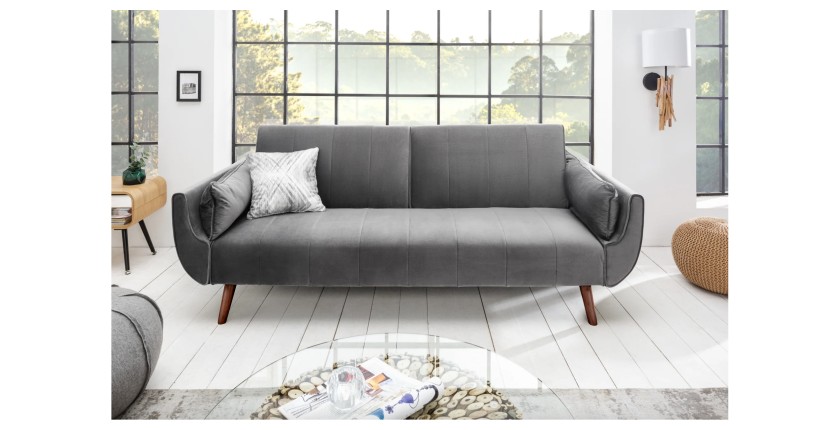 Canapé droit convertible DANNA gris mis en situation