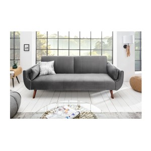 Canapé droit convertible DANNA gris mis en situation