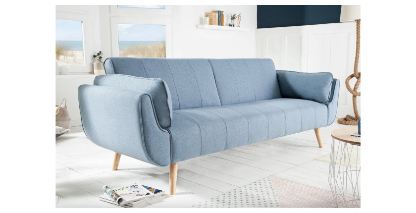 Canapé droit convertible DANNA bleu mis en situation
