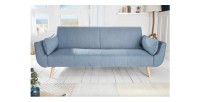 Canapé droit convertible DANNA bleu vu de face
