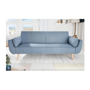 Canapé droit convertible DANNA bleu vu de face