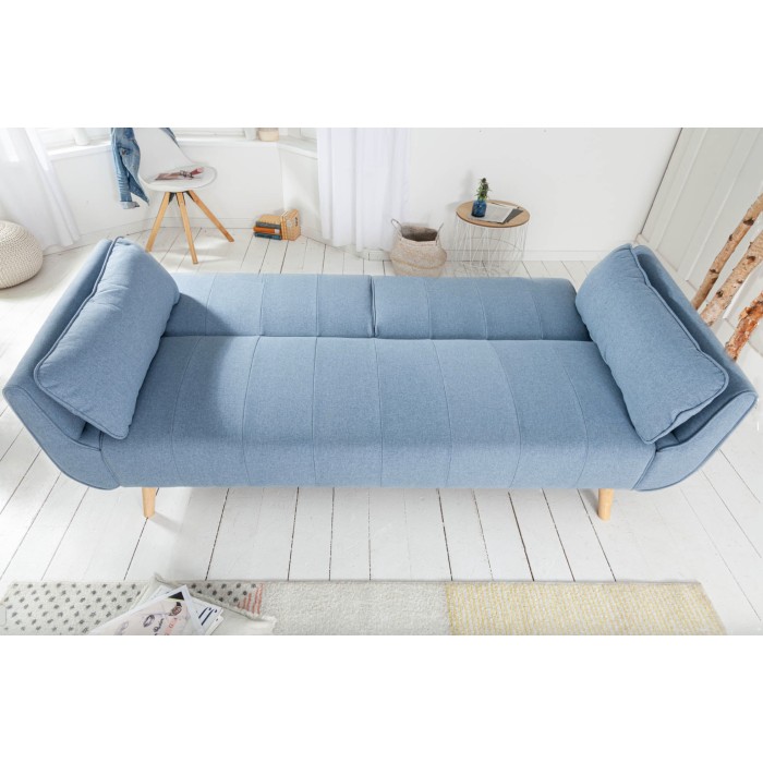 Divano dritto DANNA azzurro chiaro – Divano scandinavo trasformabile in tessuto