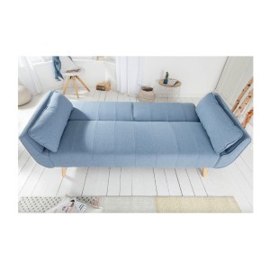 Canapé droit convertible DANNA bleu en mode lit vu de haut