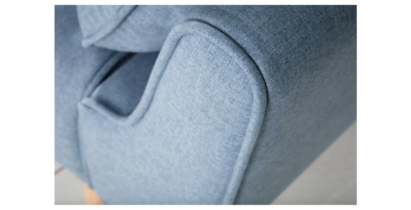 Zoom sur l'accoudoir du canapé droit convertible DANNA bleu