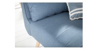 Zoom sur l'assise du canapé droit convertible DANNA bleu
