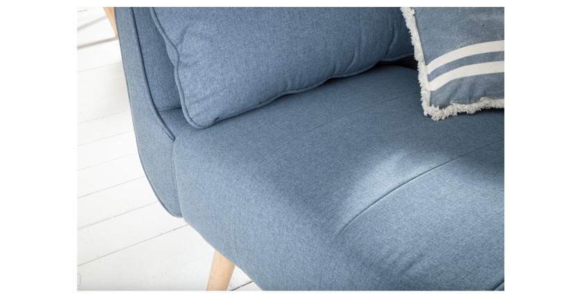 Zoom sur l'assise du canapé droit convertible DANNA bleu