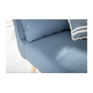 Zoom sur l'assise du canapé droit convertible DANNA bleu