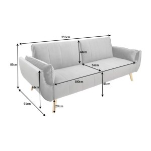 Dimensions du canapé droit convertible DANNA bleu