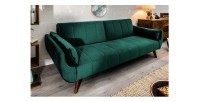 Canapé droit convertible DANNA vert émeraude vu de côté