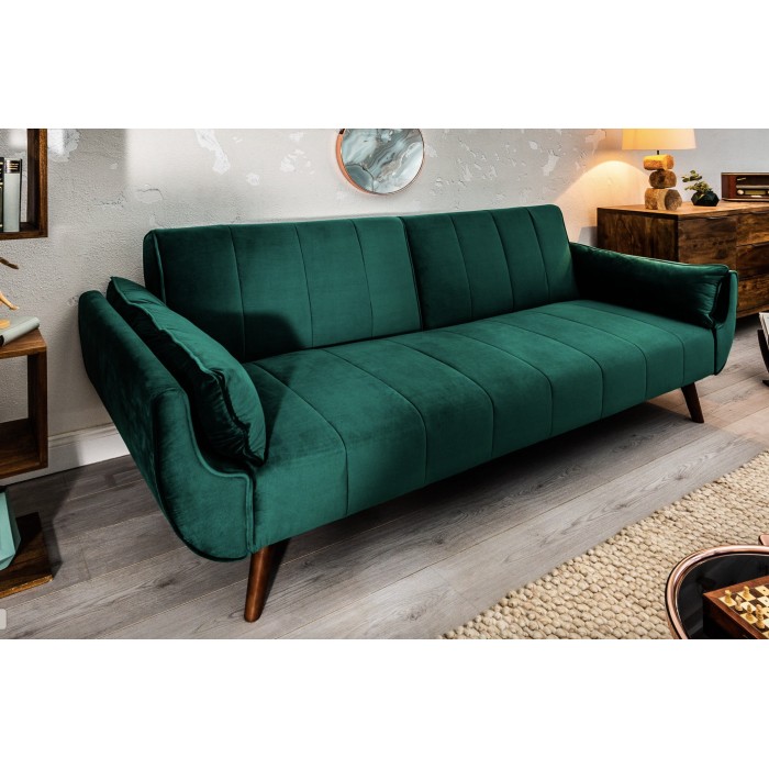 Sofa recht DANNA smaragdgroen – Scandinavische converteerbare fluwelen sofa