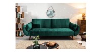 Canapé droit convertible DANNA vert émeraude mis en situation