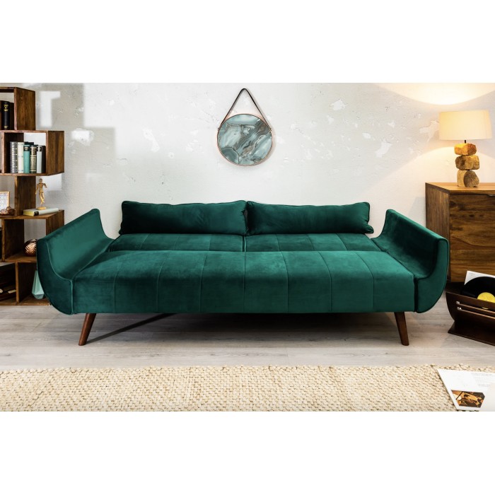 Sofa recht DANNA smaragdgroen – Scandinavische converteerbare fluwelen sofa