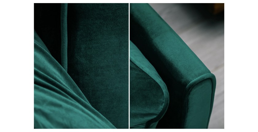 Divano dritto DANNA verde smeraldo – Divano scandinavo convertibile in velluto