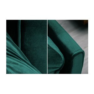 Zoom sur les détails du canapé droit convertible DANNA vert émeraude