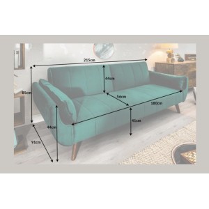 Divano dritto DANNA verde smeraldo – Divano scandinavo convertibile in velluto