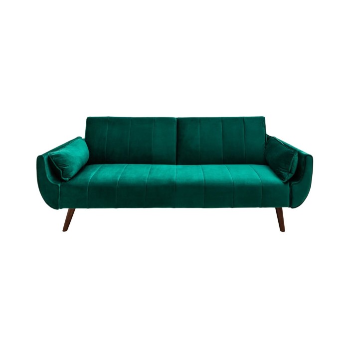 Canapé droit DANNA vert émeraude – Canapé scandinave convertible en velours