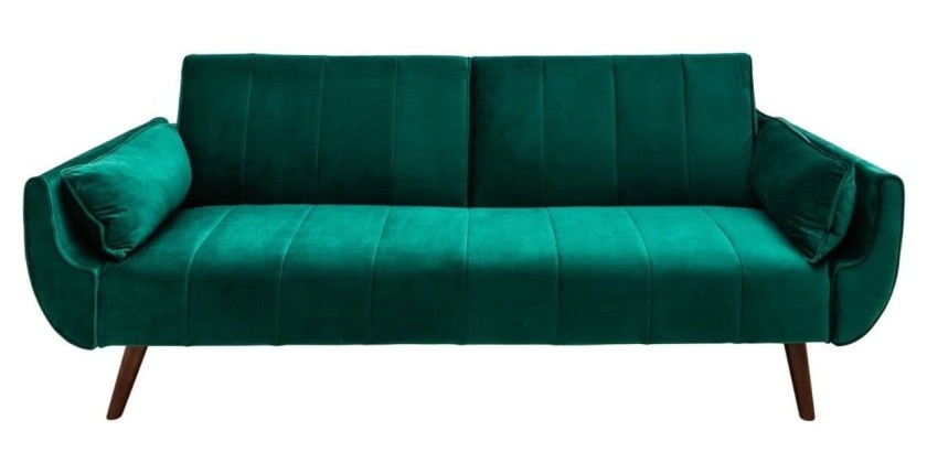 Divano dritto DANNA verde smeraldo – Divano scandinavo convertibile in velluto