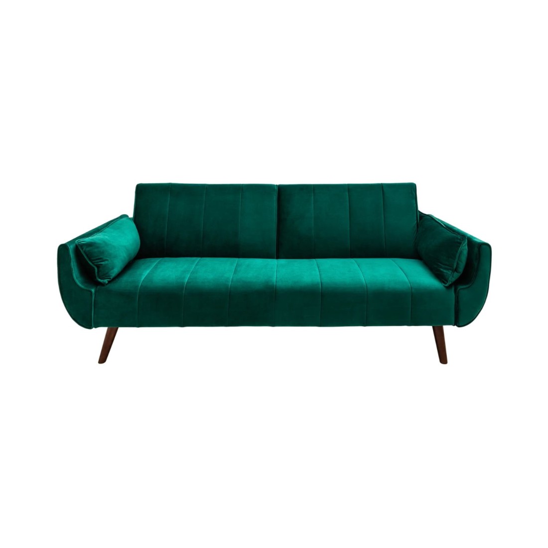 Divano dritto DANNA verde smeraldo – Divano scandinavo convertibile in velluto