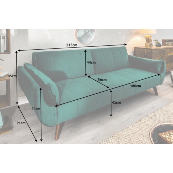 Sofa recht DANNA smaragdgroen – Scandinavische converteerbare fluwelen sofa