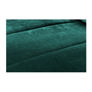 Zoom sur la texture du canapé droit convertible DANNA vert émeraude avec pieds en métal