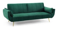 Canapé droit convertible DANNA vert émeraude avec pieds en métal