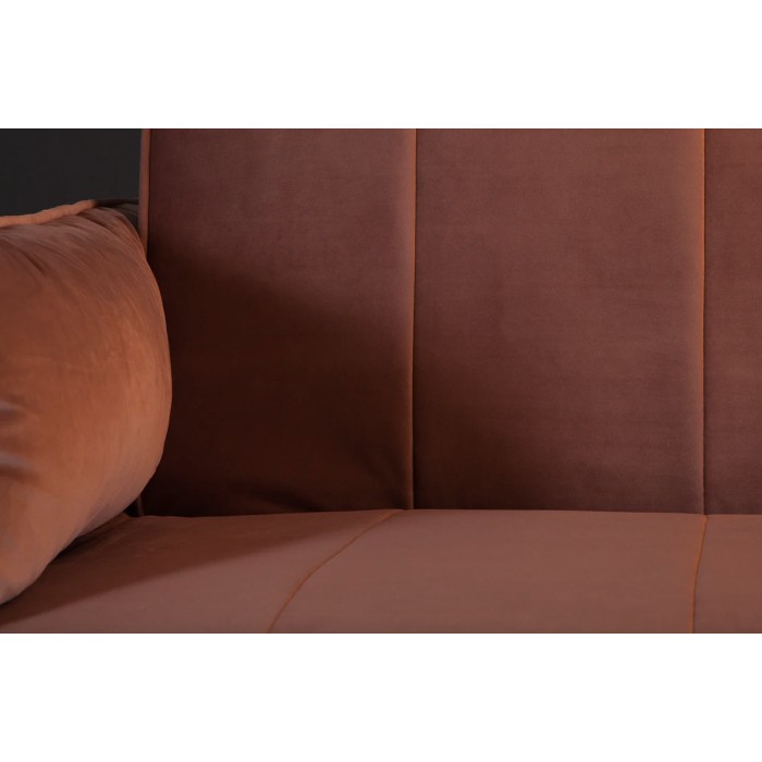 Canapé recto DANNA rosa empolvado – Sofá escandinavo convertible en terciopelo con patas de metal