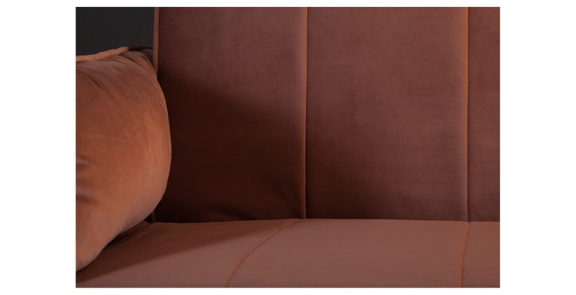 Zoom sur le dossier du canapé droit convertible DANNA rose poudré