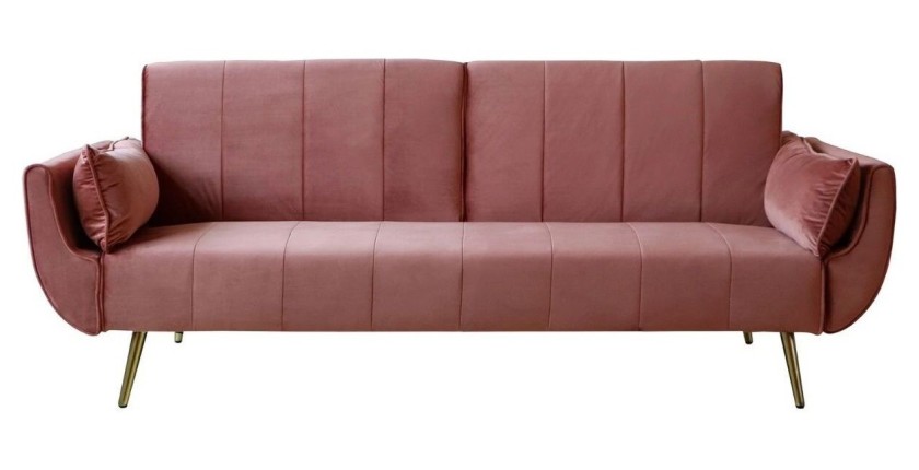 Canapé droit convertible DANNA rose poudré