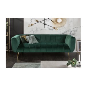 Canapé droit NORA vert émeraude mis en situation