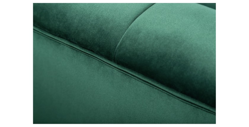 Zoom sur les coutures du canapé droit NORA vert émeraude
