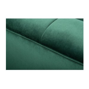 Zoom sur les coutures du canapé droit NORA vert émeraude