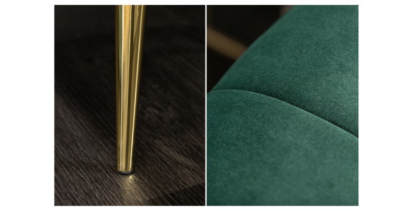 Zoom sur les détails du canapé droit NORA vert émeraude