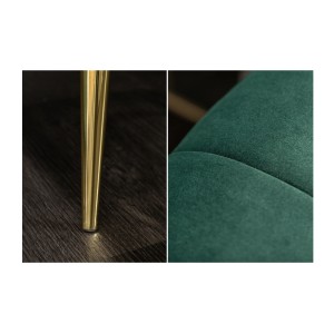 Zoom sur les détails du canapé droit NORA vert émeraude