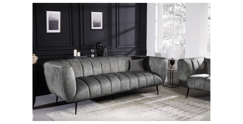 Canapé droit NORA gris vu de côté