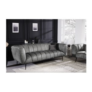 Canapé droit NORA gris vu de côté