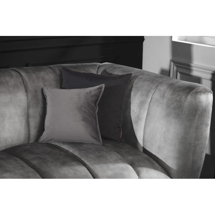 Sofa rechte NORA grijs - Chique fluwelen sofa met metalen poten