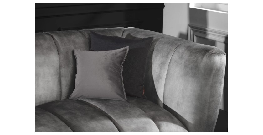 Zoom sur le coin du canapé droit NORA gris