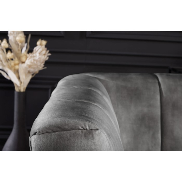Sofa rechte NORA grijs - Chique fluwelen sofa met metalen poten